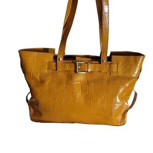WOMENS LARGE Crocodile Embossed Leather Tote By Maxx New York